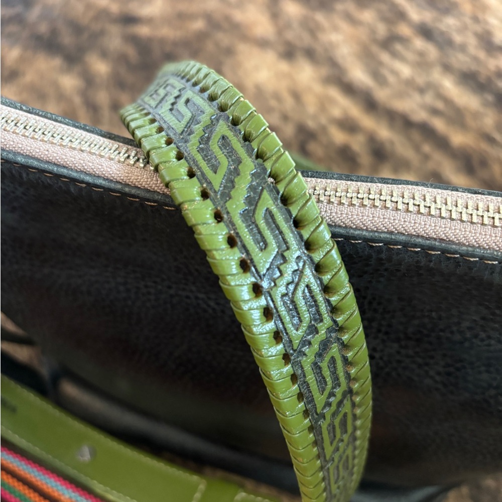 Consuela Green and Black Handbag Strap Detail
